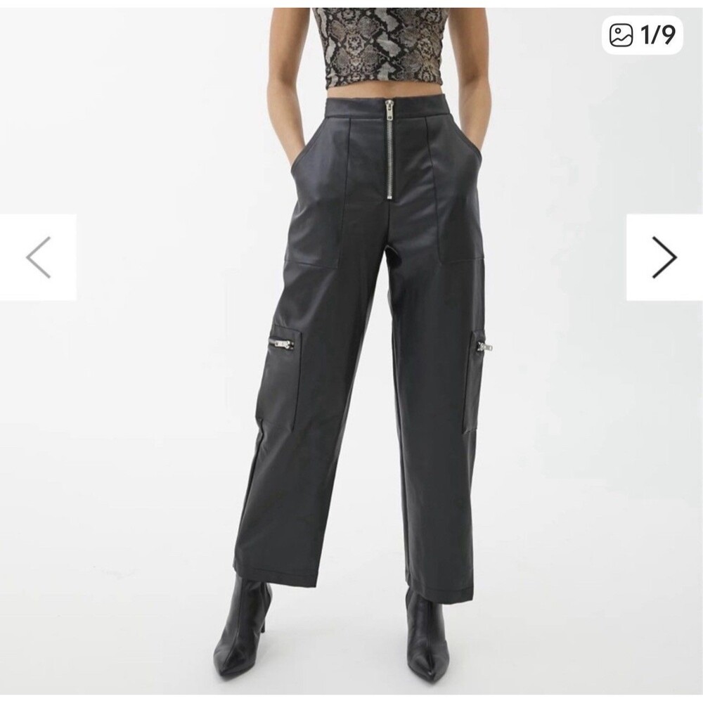 The Ragged Priest Vegan Leather, High Rise Women's Pants Zippers XS